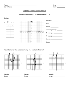 Name: Date: Ms. D`Amato Block: Graphing Quadratic Functions Day