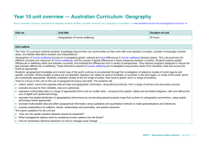 Year 10 unit overview * Australian Curriculum: Geography