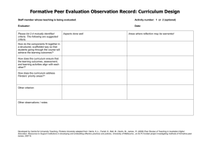 Curriculum Design Observation Record