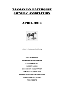 april 2013 - Tasmanian Racehorse Owners Association