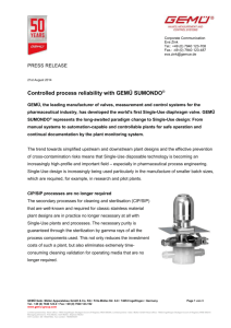 Controlled process reliability with GEMÜ SUMONDO