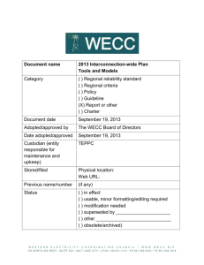 2013 Plan Tools and Models - Western Electricity Coordinating