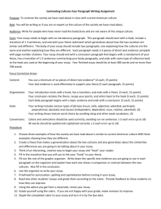 Contrasting Cultures Four Paragraph Assignment Sheet