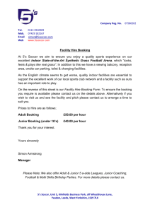 Facility Hire Letter - Indoor State of the Art Artificial Surface