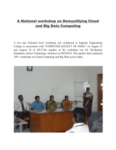 A two day National level workshop was conducted at Jeppiaar