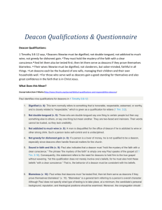 Deacon Qualifications and Responsibilities