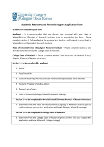Academic Returners and Research Support Application Form