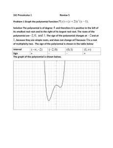 161 Precalculus 1 Review 5 Problem 1 Graph the polynomial