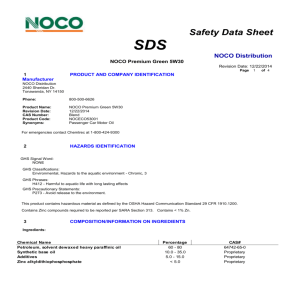 Safety Data Sheet SDS NOCO Distribution