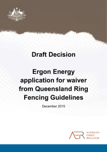 AER - Draft decision on Ergon Energy ring fencing waiver application