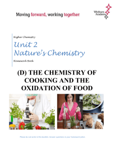 Homework (D) The Chemistry of Food