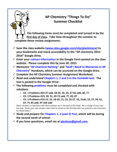 AP Chemistry Summer Assignment-updated