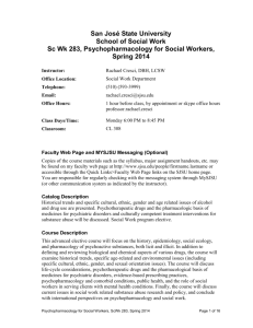 ScWk 283 Psychopharmacology for Social Workers, Spring 2013