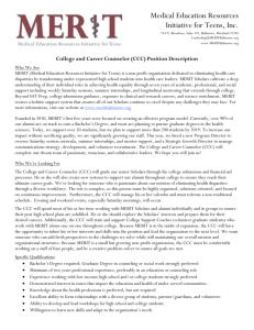 College and Career Counselor (CCC) Position Description
