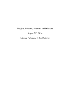 Weights, Volumes, Solutions and Dilutions August 28th, 2014