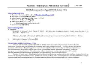 CSD 5V48-01 Advanced Articulation and Phonological Disorders