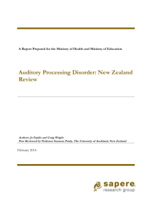 Auditory Processing Disorder: New Zealand