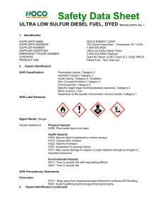Safety Data Sheet ULTRA LOW SULFUR DIESEL FUEL, DYED
