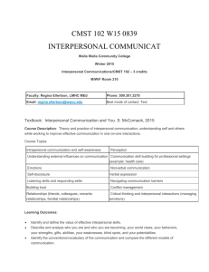 Interpersonal Communications/CMST 102 – 3 credits