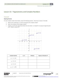 Lesson 13: Trigonometry and Complex Numbers