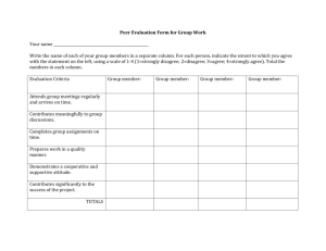 Peer Evaluation Form for Group Work