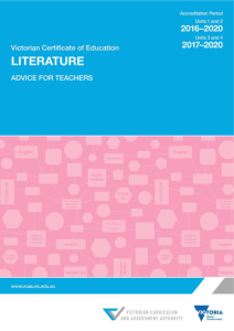 VCE Literature Units 1 and 2: 2016*2020