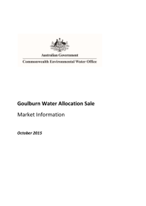 Goulburn Water Allocation Sale