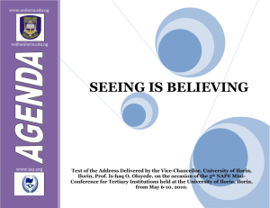 Seeing is Believing - University of Ilorin