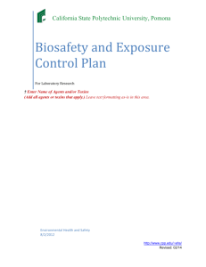 Biosafety and Exposure Control Plan