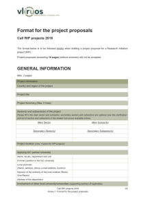 Annex 1: Project proposal - VLIR-UOS