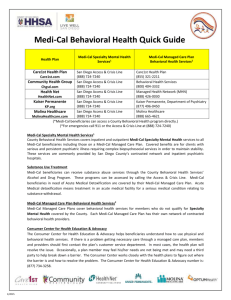 Medi-Cal Behavioral Health Quick Guide