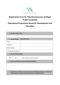 Registration Form for Potential Assessors of Major Project proposals