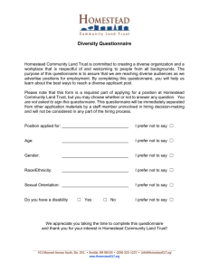 Diversity Questionnaire - Homestead Community Land Trust