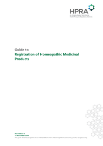 Guide to Registration of Homeopathic Medicinal Products