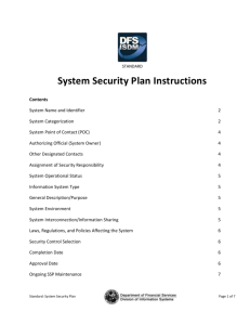 System Security Plan Instructions