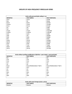 groups of high-frequency irregular verbs