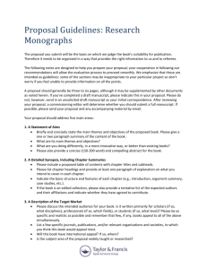 Proposal Guidelines: Research Monographs