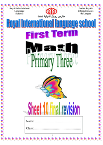 Math first term revision sheet - Royal International Language Schools