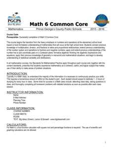 Prerequisites: Successful completion of Math 5 Common Core