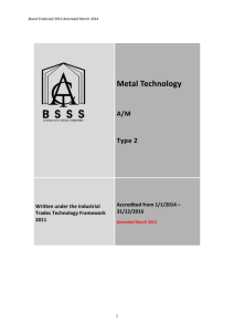 Metal Technology A/M - ACT Board of Senior Secondary Studies