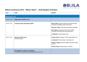 BUILA Conference 2014 - `What`s Next?` – Draft Speaker Schedule