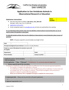 Application to Use Vertebrate Animals in Observational Research or