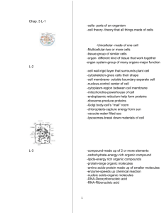 Chap. 3 L-1 -cells- parts of an organism -cell theory