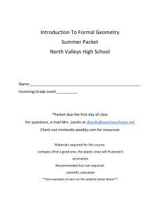 Introduction To Formal Geometry Summer Packet North Valleys