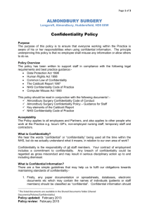 Confidentiality Policy – February 2013
