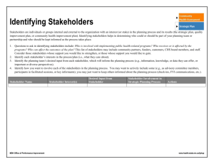 Stakeholder Identification - Strategic Plan