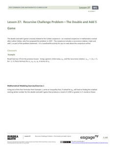 Algebra I Module 1, Topic D, Lesson 27: Student Version