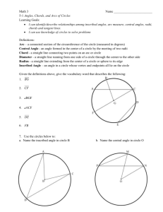 5-1 Angles, Chords, Arcs and Sectors of Circles