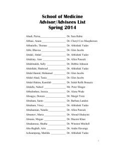 School of Medicine Advisor/Advisees List Spring 2014 Abadi, Parisa