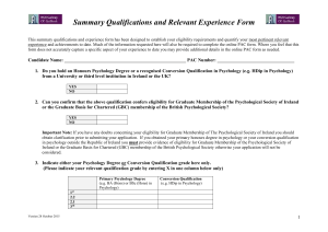 Summary of Qualifications and Relevant Experience